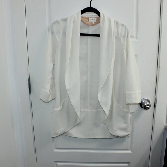 Aritzia WILFRED Chevalier open front blazer jacket with pockets size 2 White - Picture 1 of 3